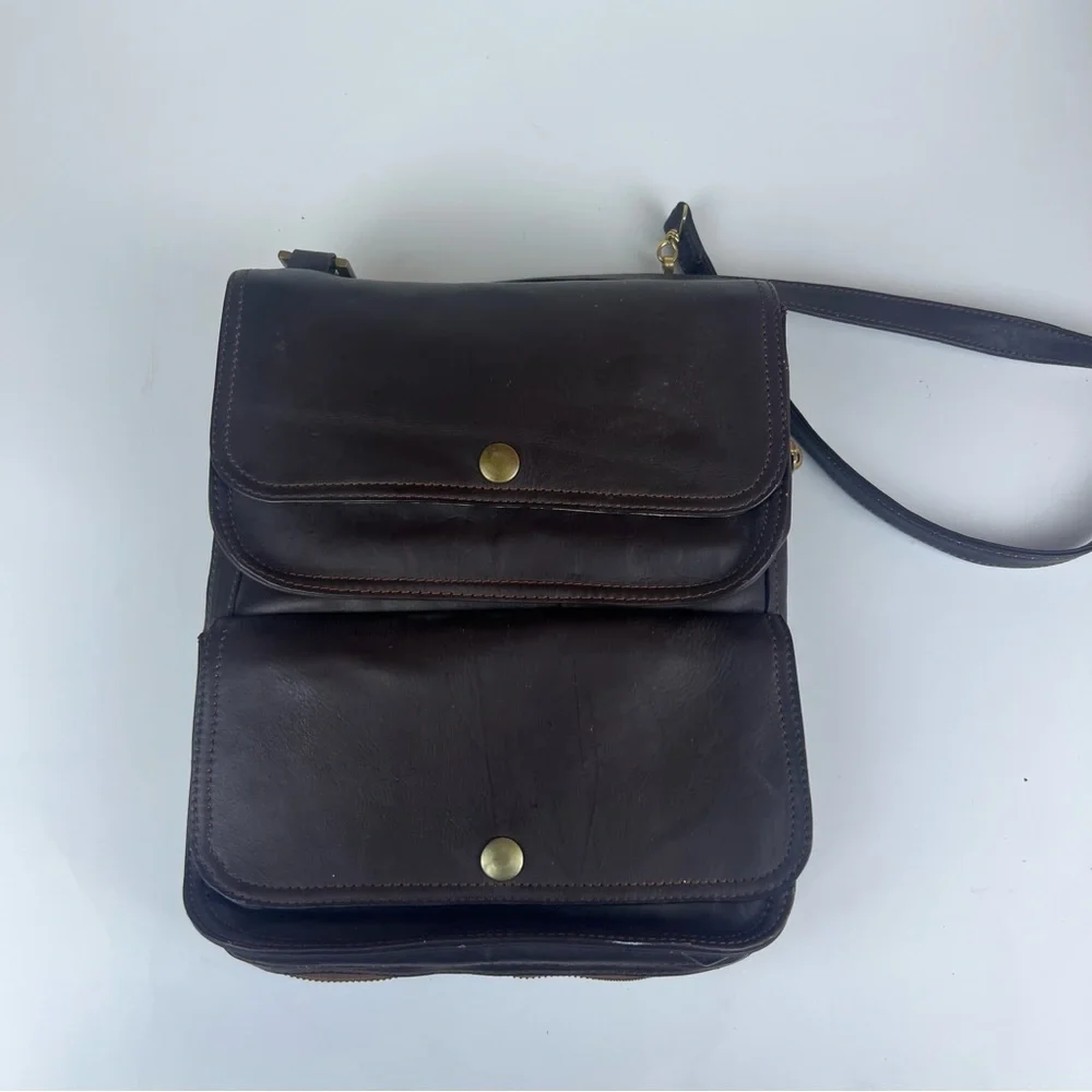Vintage Men’s Brown Leather Convertible Travel Bag Briefcase Work Bag